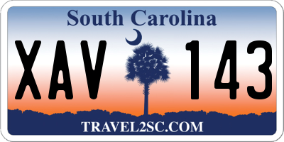 SC license plate XAV143