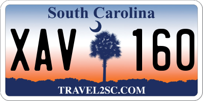 SC license plate XAV160