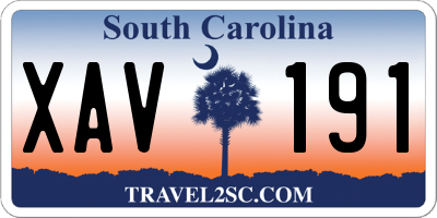 SC license plate XAV191