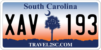 SC license plate XAV193