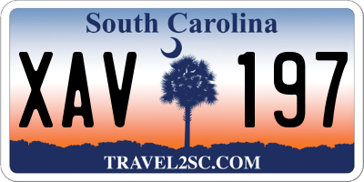 SC license plate XAV197