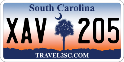 SC license plate XAV205