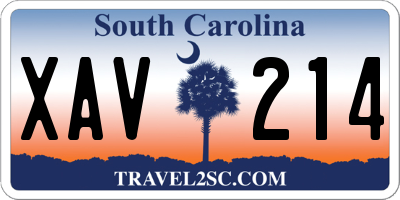 SC license plate XAV214