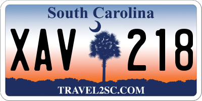 SC license plate XAV218
