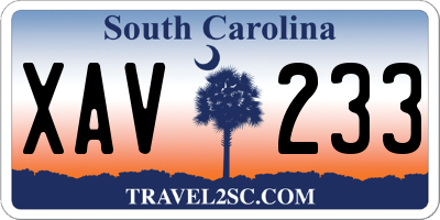 SC license plate XAV233