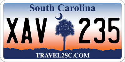 SC license plate XAV235