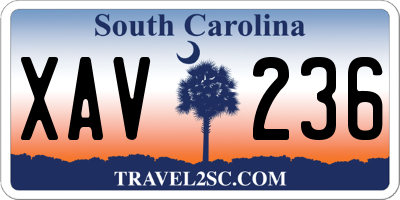 SC license plate XAV236