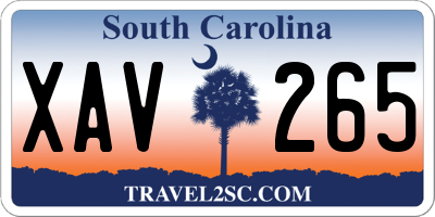 SC license plate XAV265