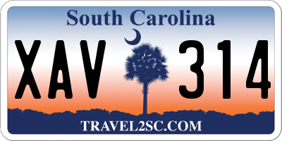 SC license plate XAV314