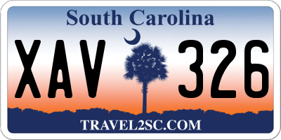 SC license plate XAV326