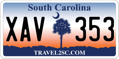SC license plate XAV353