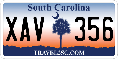 SC license plate XAV356
