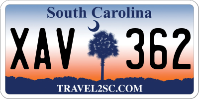 SC license plate XAV362