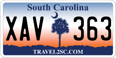 SC license plate XAV363