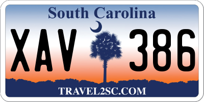 SC license plate XAV386