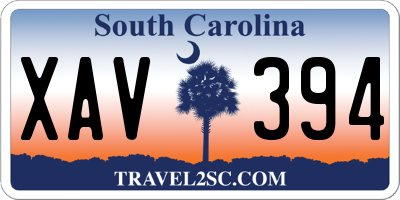 SC license plate XAV394