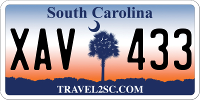 SC license plate XAV433
