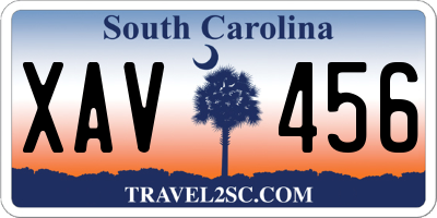 SC license plate XAV456