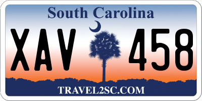 SC license plate XAV458