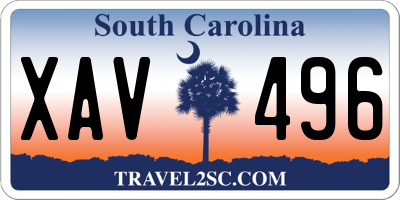 SC license plate XAV496