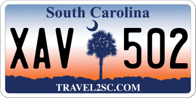 SC license plate XAV502