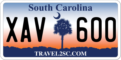 SC license plate XAV600