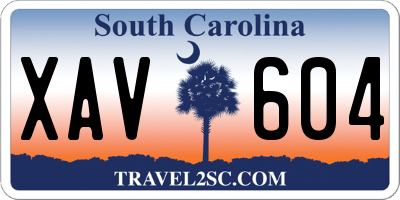 SC license plate XAV604