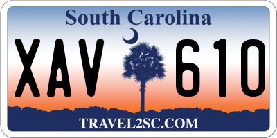 SC license plate XAV610