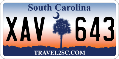 SC license plate XAV643