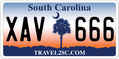 SC license plate XAV666