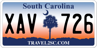 SC license plate XAV726