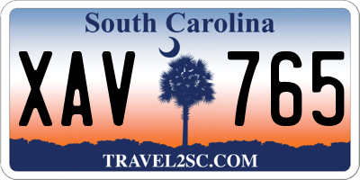 SC license plate XAV765