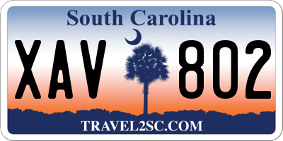 SC license plate XAV802