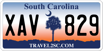 SC license plate XAV829