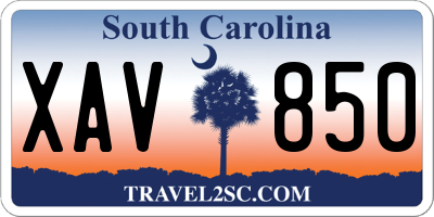 SC license plate XAV850