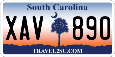 SC license plate XAV890