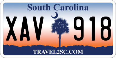 SC license plate XAV918