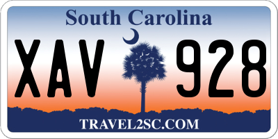 SC license plate XAV928