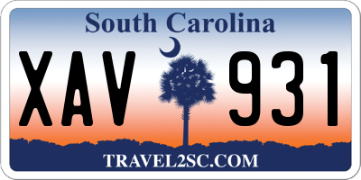 SC license plate XAV931