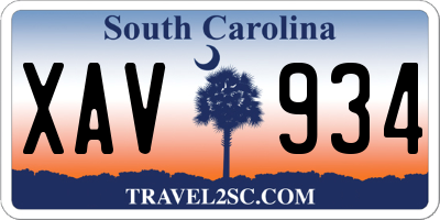 SC license plate XAV934