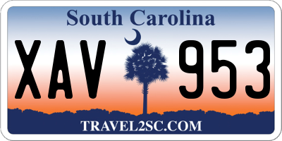 SC license plate XAV953