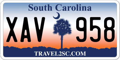 SC license plate XAV958