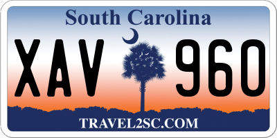SC license plate XAV960