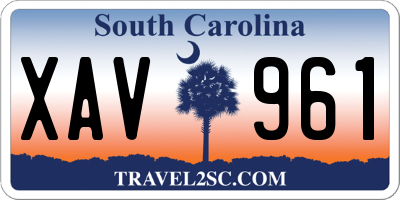 SC license plate XAV961