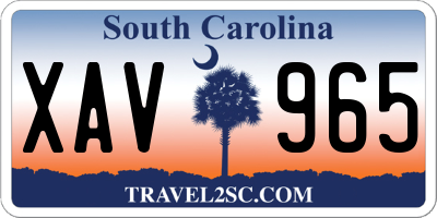 SC license plate XAV965