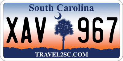 SC license plate XAV967
