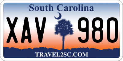 SC license plate XAV980