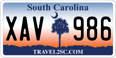 SC license plate XAV986