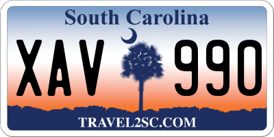 SC license plate XAV990