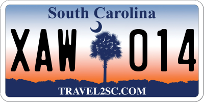 SC license plate XAW014